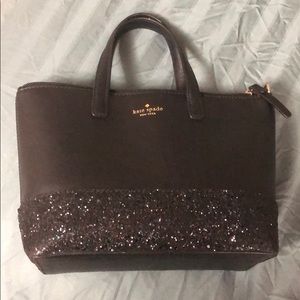 Kate Spade Small Black Glitter Greta Court Purse